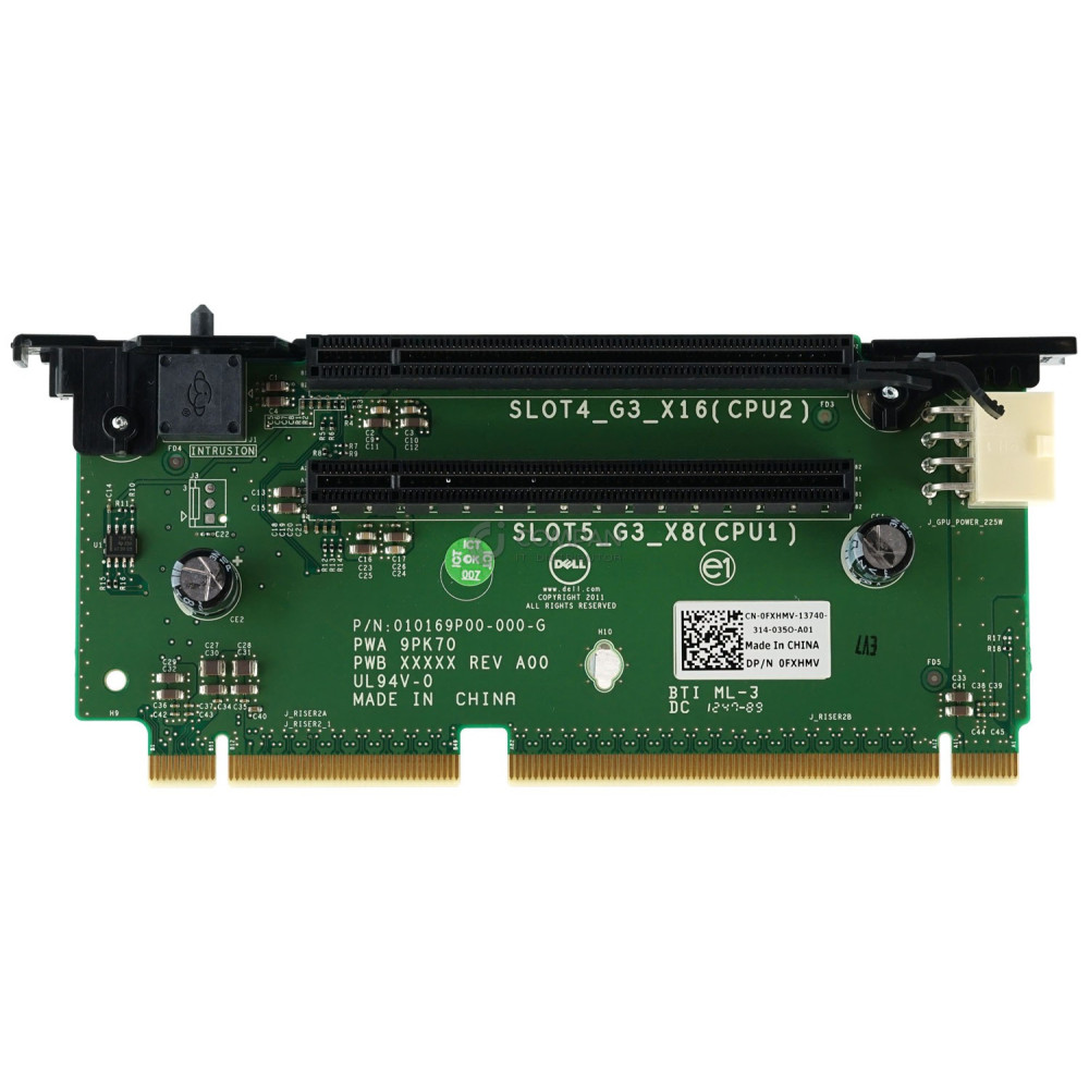 FXHMV DELL RISER CARD 2 1X16 1X8 FOR PE R720 R720XD 0FXHMV, 010169P00-000-G
